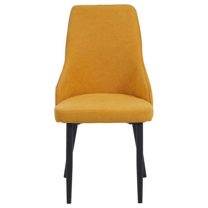 Set di 4 Sedie Chantal In Tessuto Senape E Gambe Nero Opaco