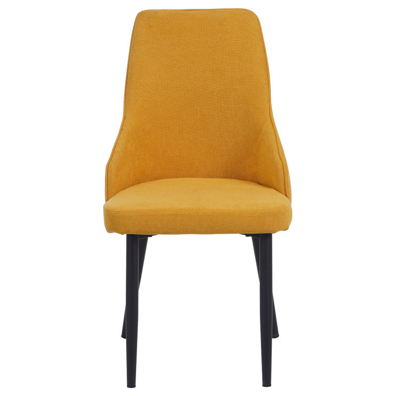 Set di 4 Sedie Chantal In Tessuto Senape E Gambe Nero Opaco