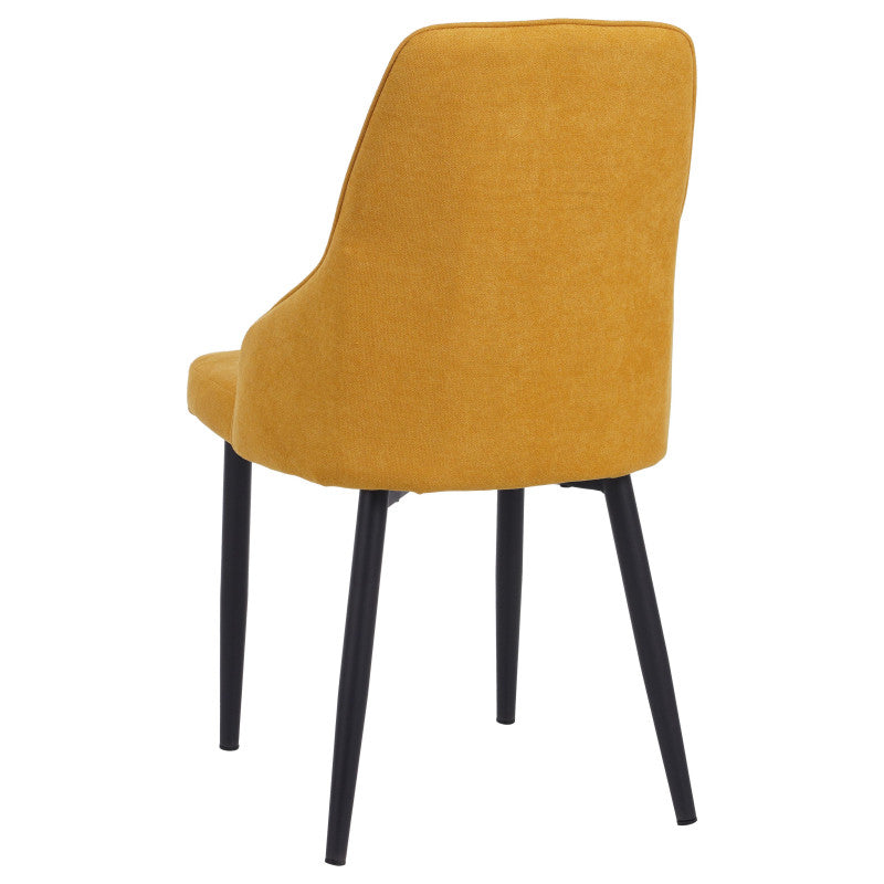 Set di 4 Sedie Chantal In Tessuto Senape E Gambe Nero Opaco
