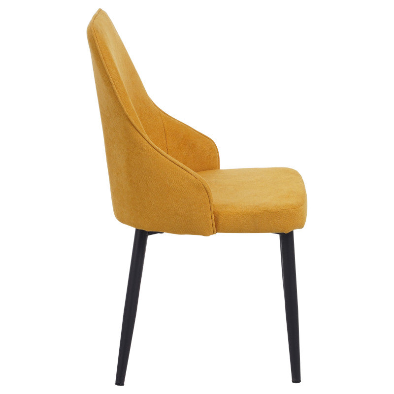 Set di 4 Sedie Chantal In Tessuto Senape E Gambe Nero Opaco