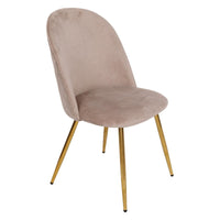 Set di 4 Sedie Claire In Velluto Beige E Gambe Oro