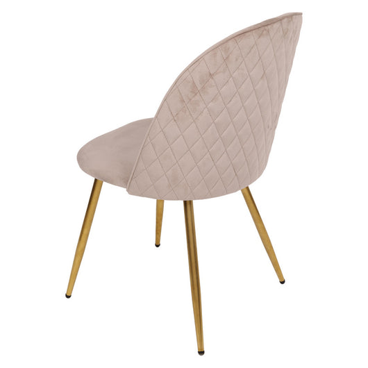 Set di 4 Sedie Claire In Velluto Beige E Gambe Oro