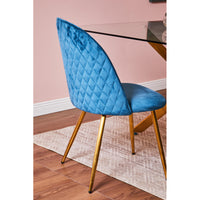 Set di 4 Sedie Claire In Velluto Blu E Gambe Oro