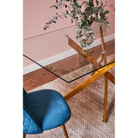 Set di 4 Sedie Claire In Velluto Blu E Gambe Oro