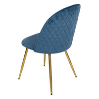 Set di 4 Sedie Claire In Velluto Blu E Gambe Oro