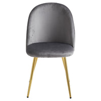Set di 4 Sedie Claire In Velluto Grigio E Gambe Oro