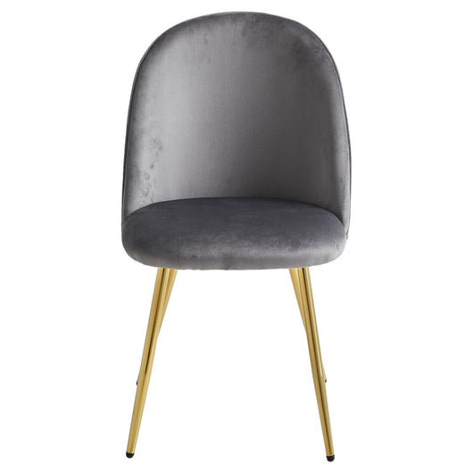 Set di 4 Sedie Claire In Velluto Grigio E Gambe Oro