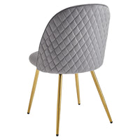 Set di 4 Sedie Claire In Velluto Grigio E Gambe Oro