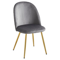 Set di 4 Sedie Claire In Velluto Grigio E Gambe Oro