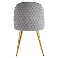 Set di 4 Sedie Claire In Velluto Grigio E Gambe Oro