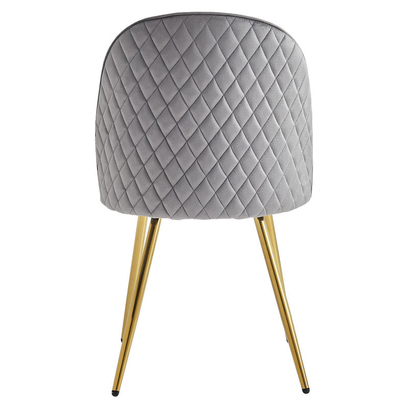 Set di 4 Sedie Claire In Velluto Grigio E Gambe Oro