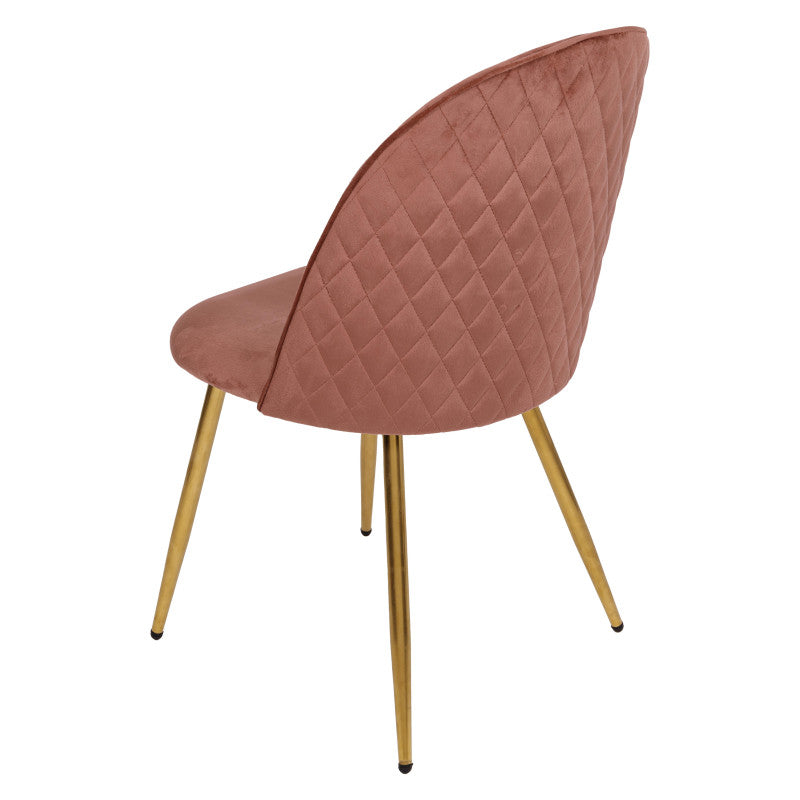 Set di 4 Sedie Claire In Velluto Rosa Scuro E Gambe Oro
