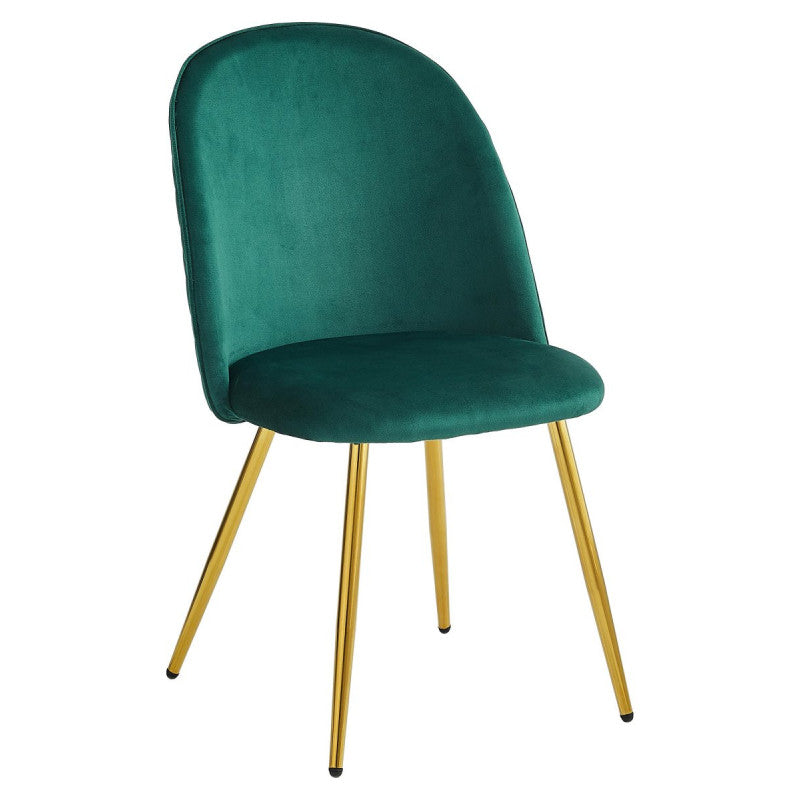 Set di 4 Sedie Claire In Velluto Verde Scuro E Gambe Oro