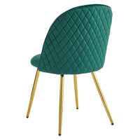 Set di 4 Sedie Claire In Velluto Verde Scuro E Gambe Oro