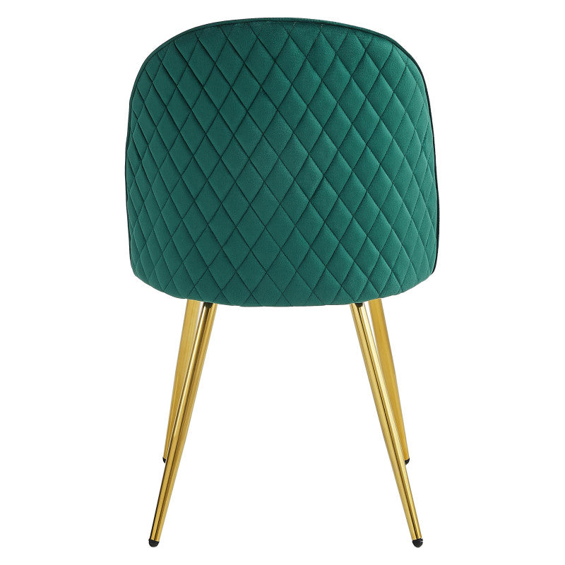 Set di 4 Sedie Claire In Velluto Verde Scuro E Gambe Oro