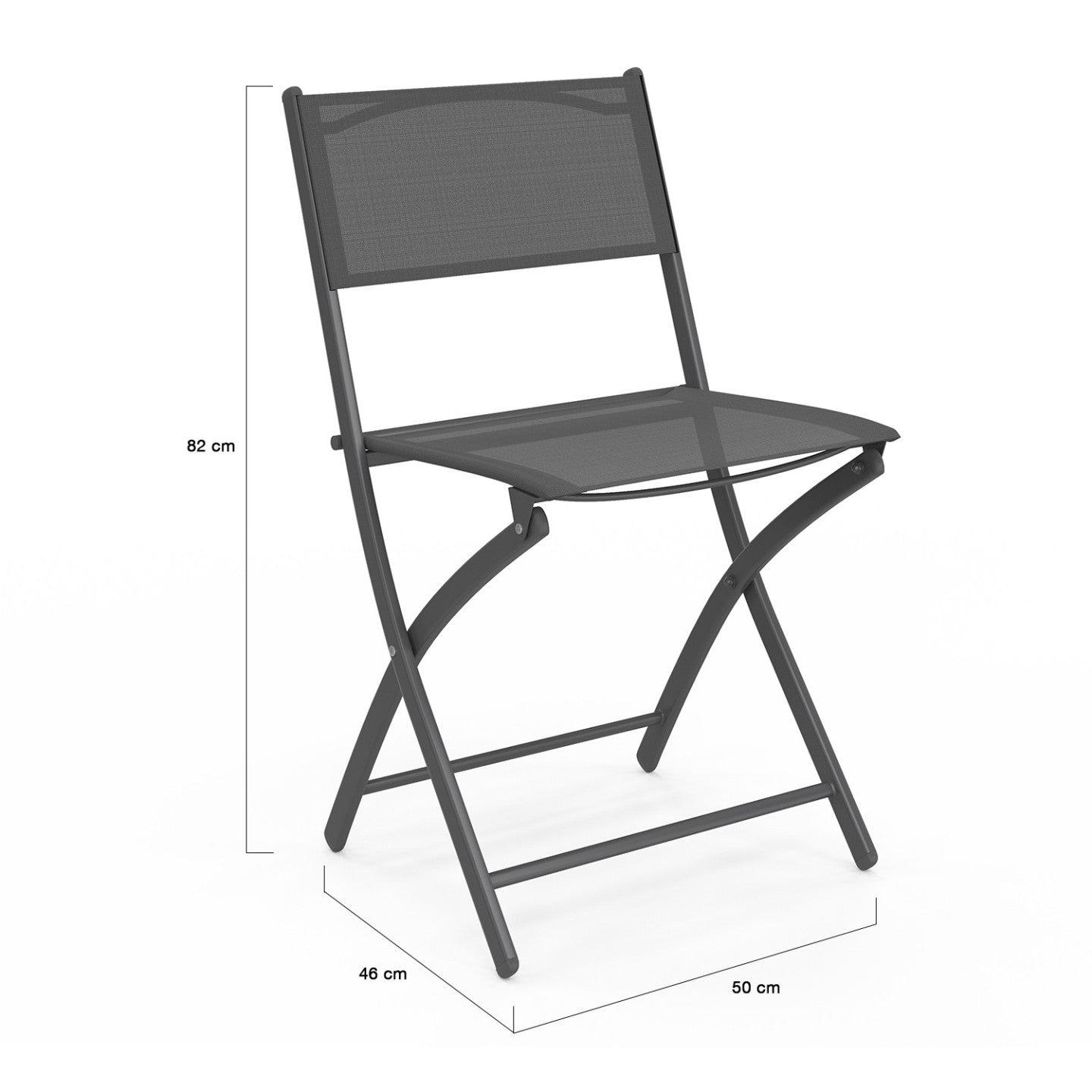 IDMarket - Set di 4 sedie da giardino pieghevoli BASTIA in metallo e textilene, grigio antracite