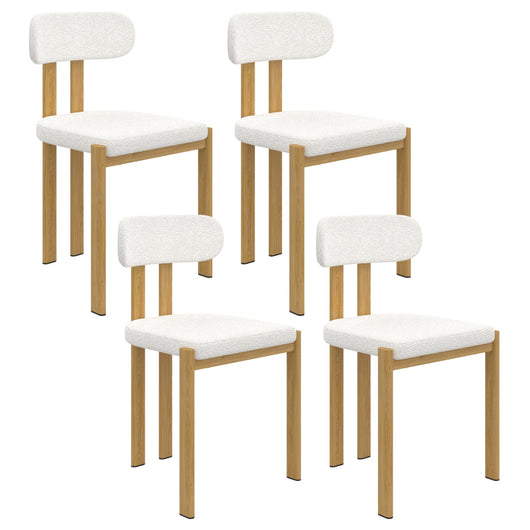 IDMarket - Set di 4 sedie da pranzo ESMA in metallo effetto legno e tessuto bouclette