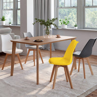 IDMarket - Set di 4 sedie da pranzo grigio scuro, grigio chiaro, bianco e giallo SARA