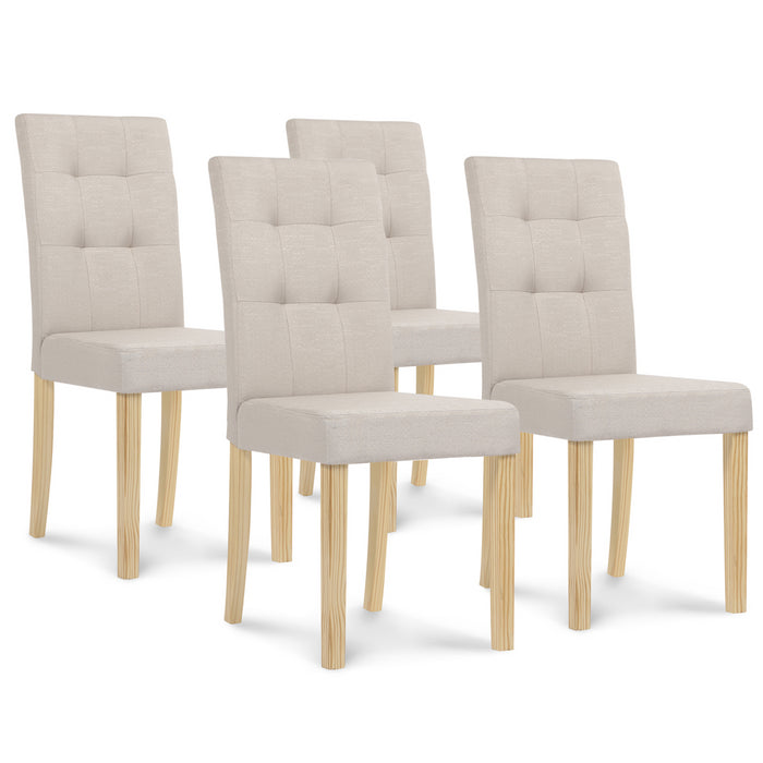 IDMarket - Set di 4 sedie da pranzo imbottite POLGA beige