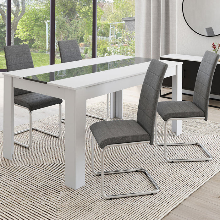 IDMarket - Set di 4 sedie da pranzo in tessuto grigio antracite MIA