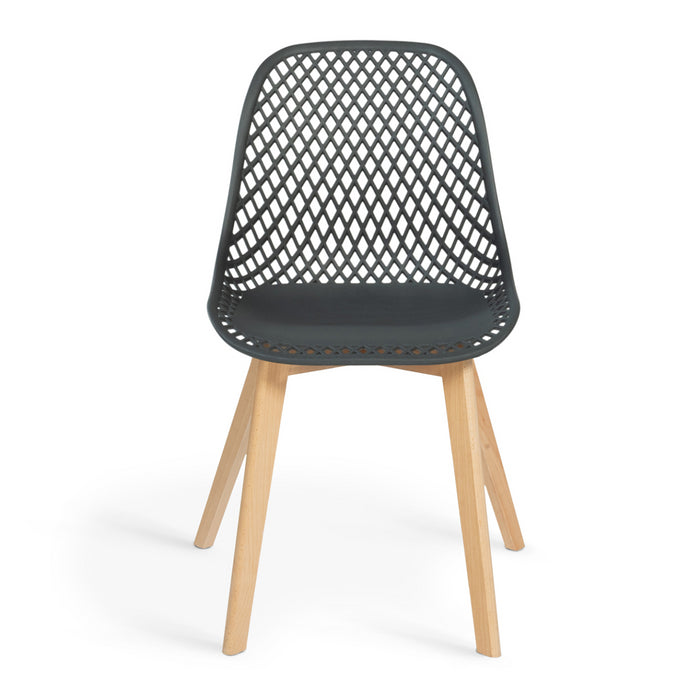 IDMarket - Set di 4 sedie da pranzo MANDY grigie