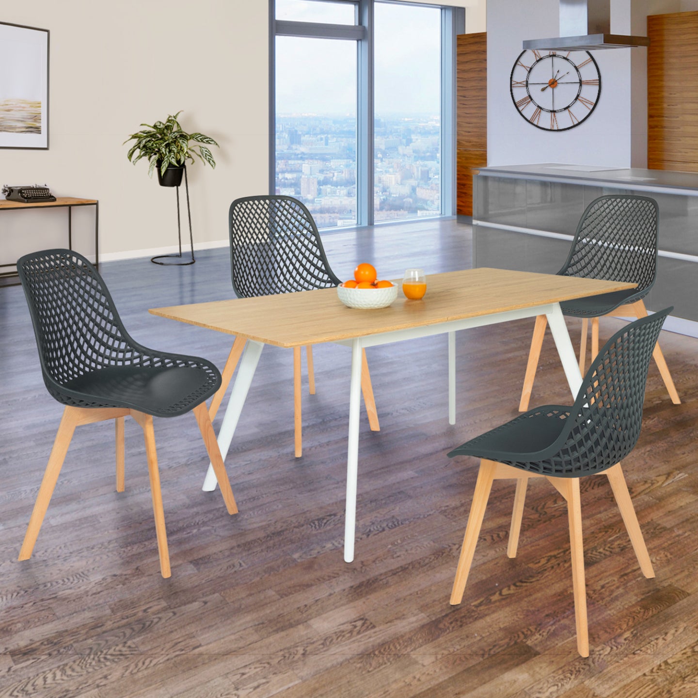 IDMarket - Set di 4 sedie da pranzo MANDY grigie