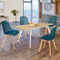 IDMarket - Set di 4 sedie da pranzo MANDY in blu anatra