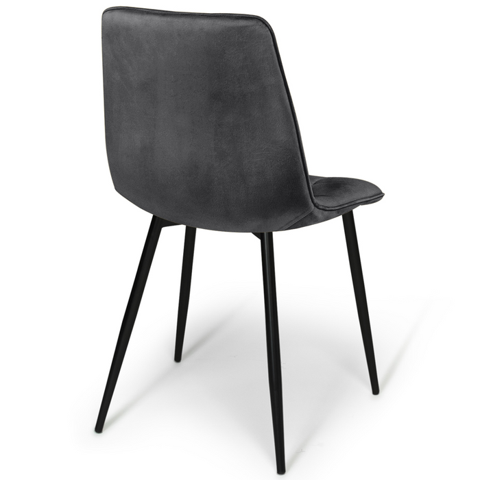 IDMarket - Set di 4 sedie da pranzo MILA in velluto grigio scuro