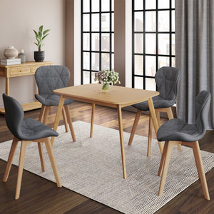 IDMarket - Set di 4 sedie da pranzo ROXANE in tessuto grigio e PU bi-materiale