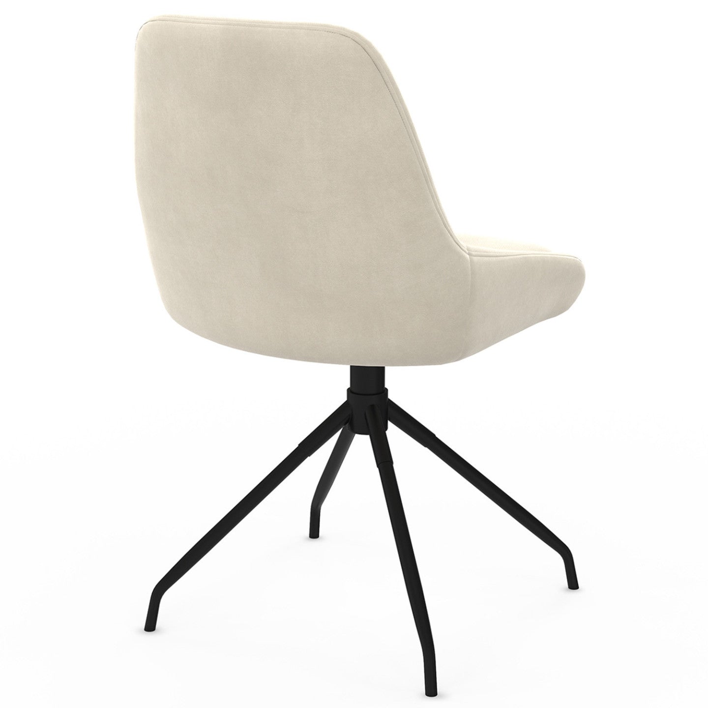 IDMarket - Set di 4 sedie girevoli in velluto beige THALYA con braccioli