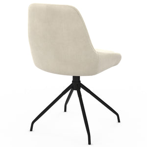 IDMarket - Set di 4 sedie girevoli in velluto beige THALYA con braccioli