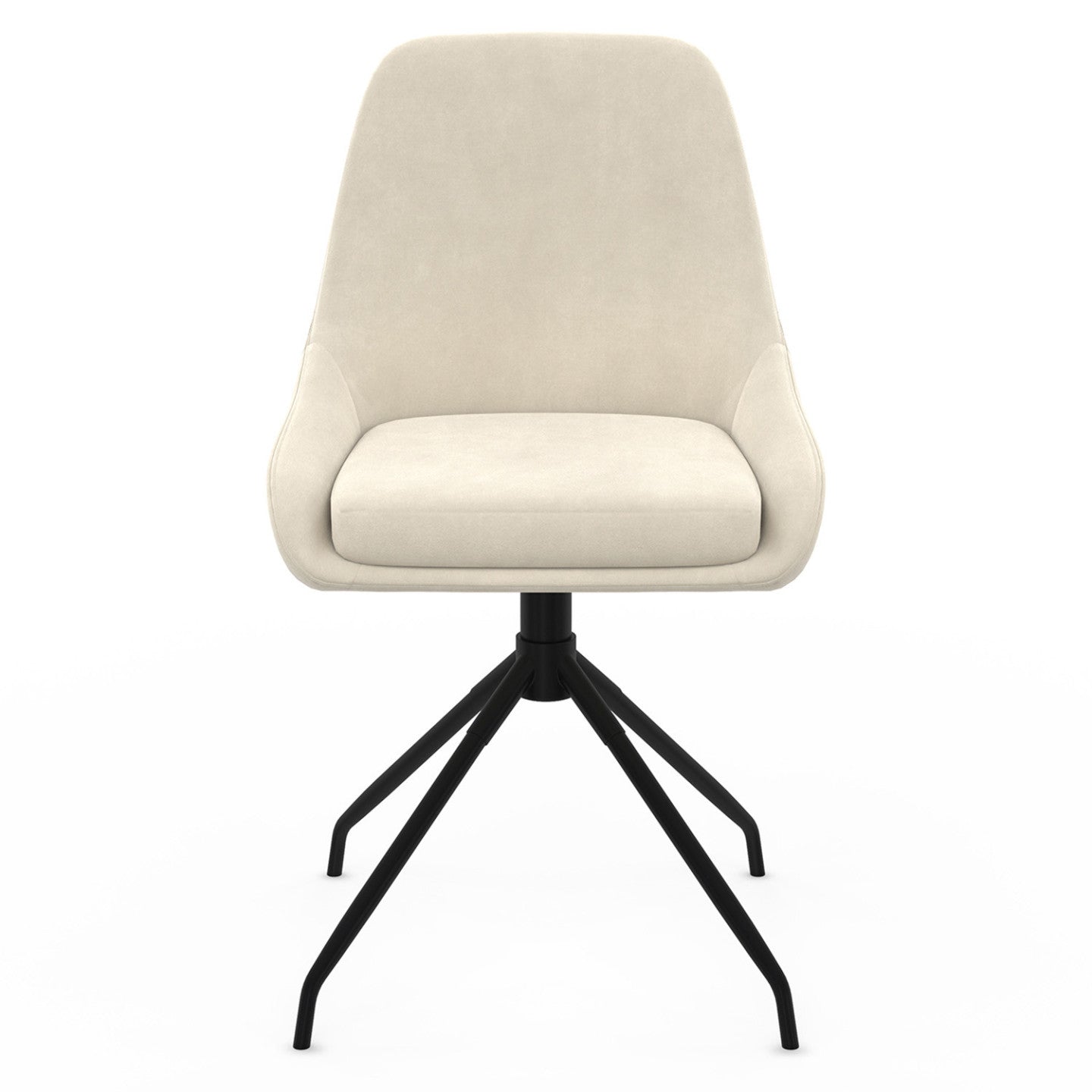 IDMarket - Set di 4 sedie girevoli in velluto beige THALYA con braccioli