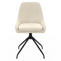 IDMarket - Set di 4 sedie girevoli in velluto beige THALYA con braccioli