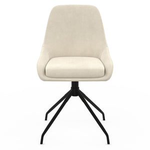 IDMarket - Set di 4 sedie girevoli in velluto beige THALYA con braccioli