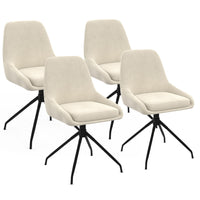 IDMarket - Set di 4 sedie girevoli in velluto beige THALYA con braccioli