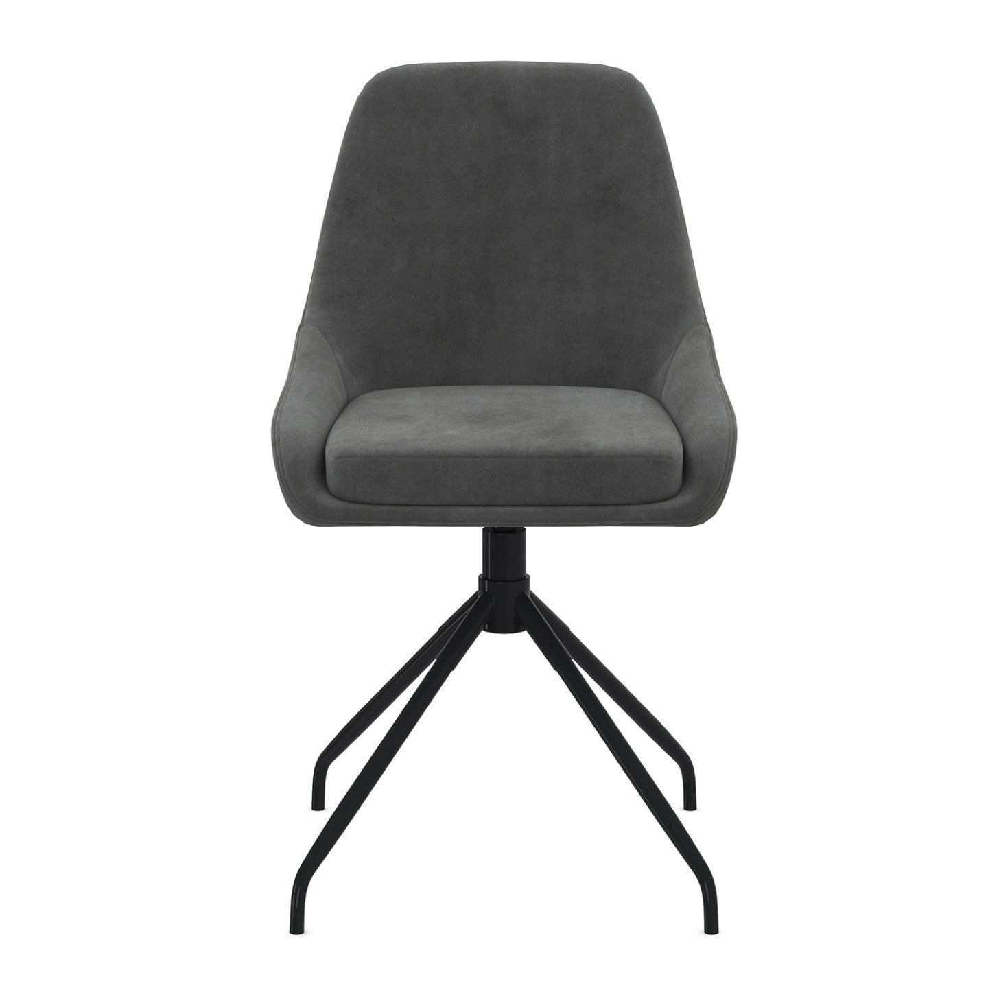 IDMarket - Set di 4 sedie girevoli in velluto grigio scuro THALYA con braccioli