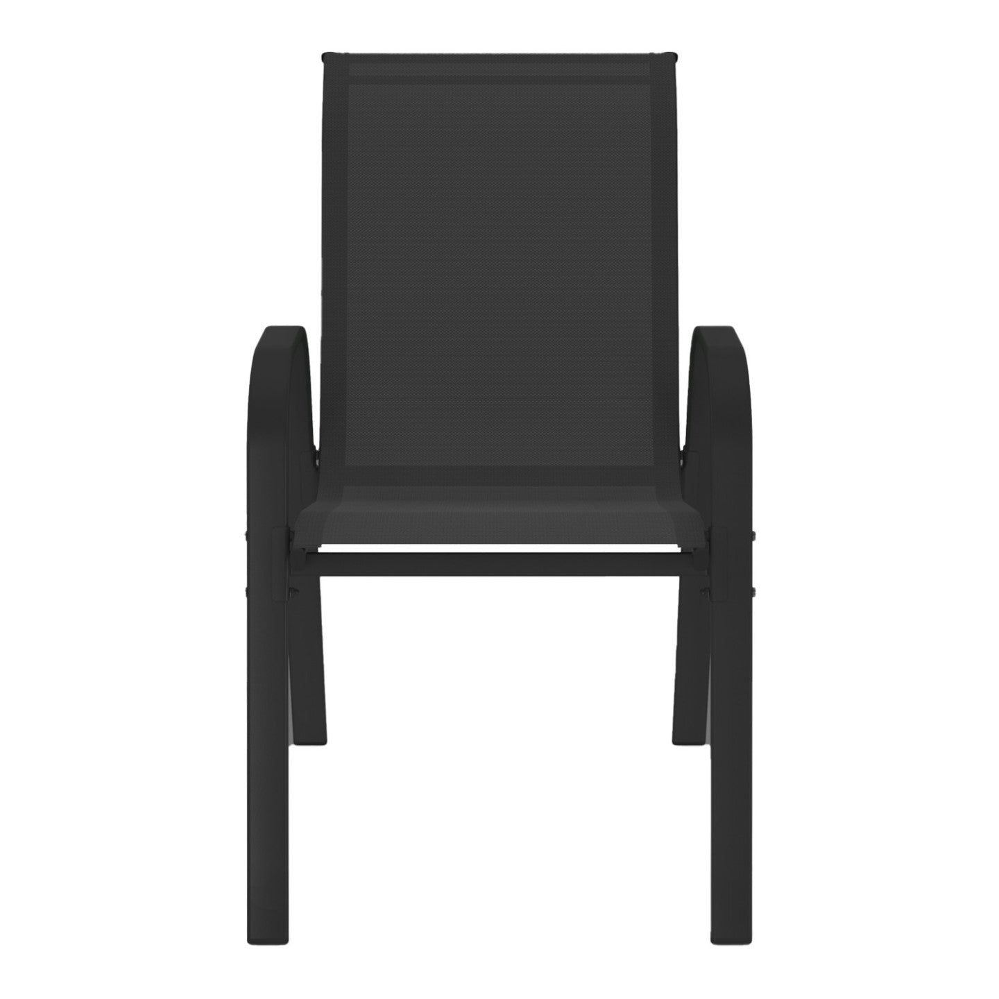 IDMarket - Set di 4 sedie impilabili in metallo e textilene nero LYMA