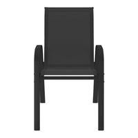 IDMarket - Set di 4 sedie impilabili in metallo e textilene nero LYMA