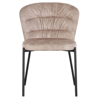 Set di 4 Sedie Jackie In Tessuto Beige Gambe Nere In Metallo