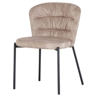 Set di 4 Sedie Jackie In Tessuto Beige Gambe Nere In Metallo