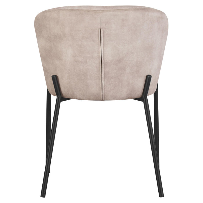 Set di 4 Sedie Jackie In Tessuto Beige Gambe Nere In Metallo