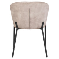 Set di 4 Sedie Jackie In Tessuto Beige Gambe Nere In Metallo