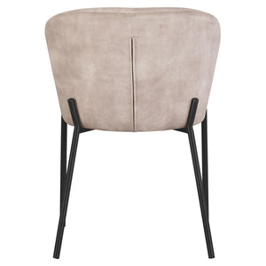 Set di 4 Sedie Jackie In Tessuto Beige Gambe Nere In Metallo