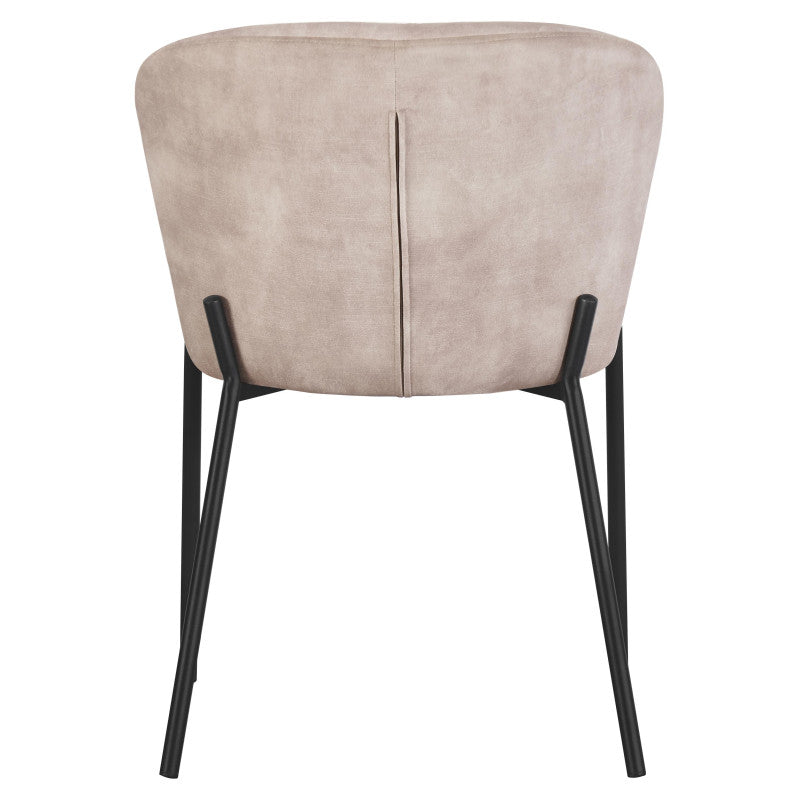 Set di 4 Sedie Jackie In Tessuto Beige Gambe Nere In Metallo