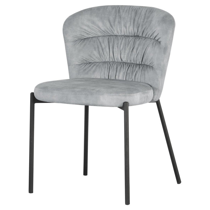 Set di 4 Sedie Jackie In Tessuto Grigio Gambe Nere In Metallo