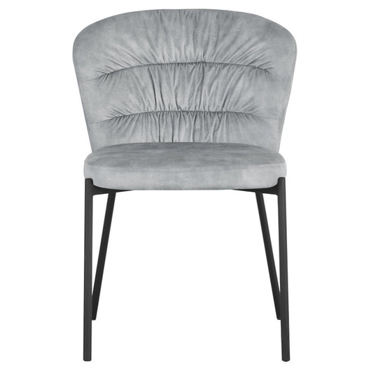 Set di 4 Sedie Jackie In Tessuto Grigio Gambe Nere In Metallo