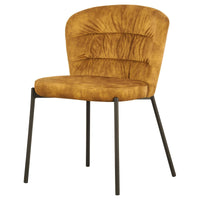 Set di 4 Sedie Jackie In Tessuto Ocra Gambe Nere In Metallo