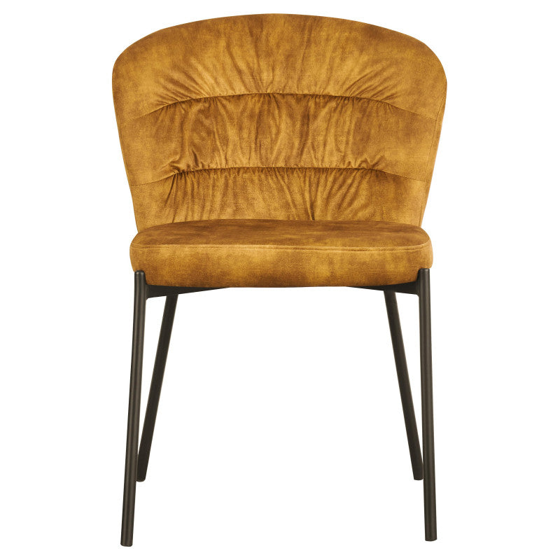 Set di 4 Sedie Jackie In Tessuto Ocra Gambe Nere In Metallo