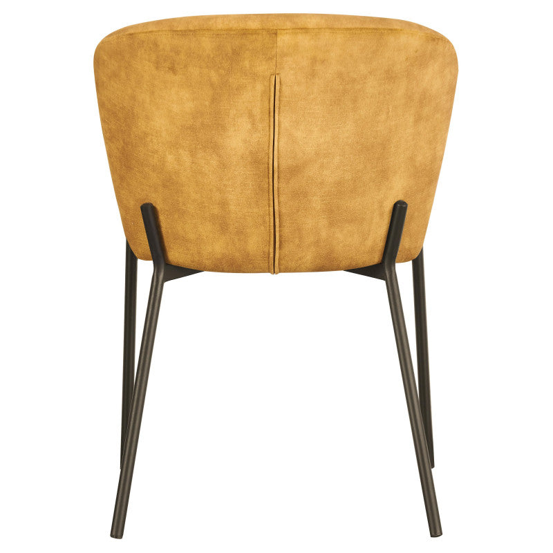 Set di 4 Sedie Jackie In Tessuto Ocra Gambe Nere In Metallo