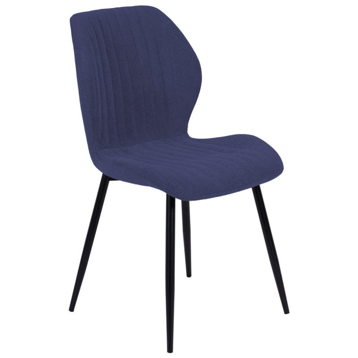 Set di 4 Sedie Jole In Tessuto Blu Scuro Gambe In Metallo Nere Dimensione 47x58x85cm